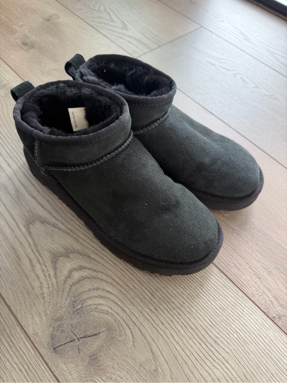 UGG Black Mini Cozy Shearling Lined Slip-On Boots